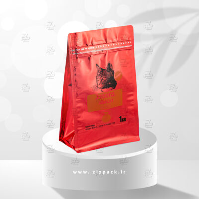 چاپ سیلک باکس پوچ متالایز برای غذای گربه به رنگ قرمز