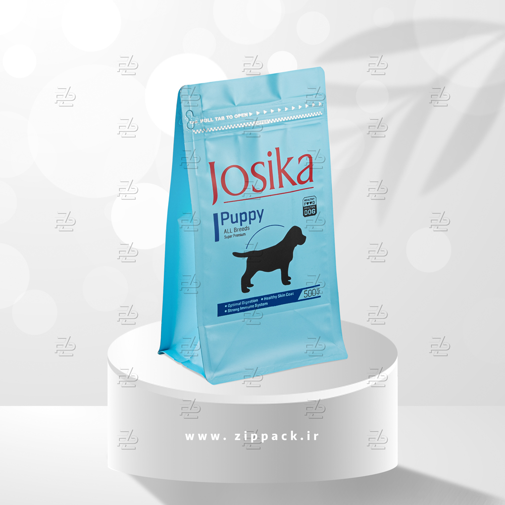 چاپ سیلک باکس پوچ متالایز برای برند josika به رنگ آبی